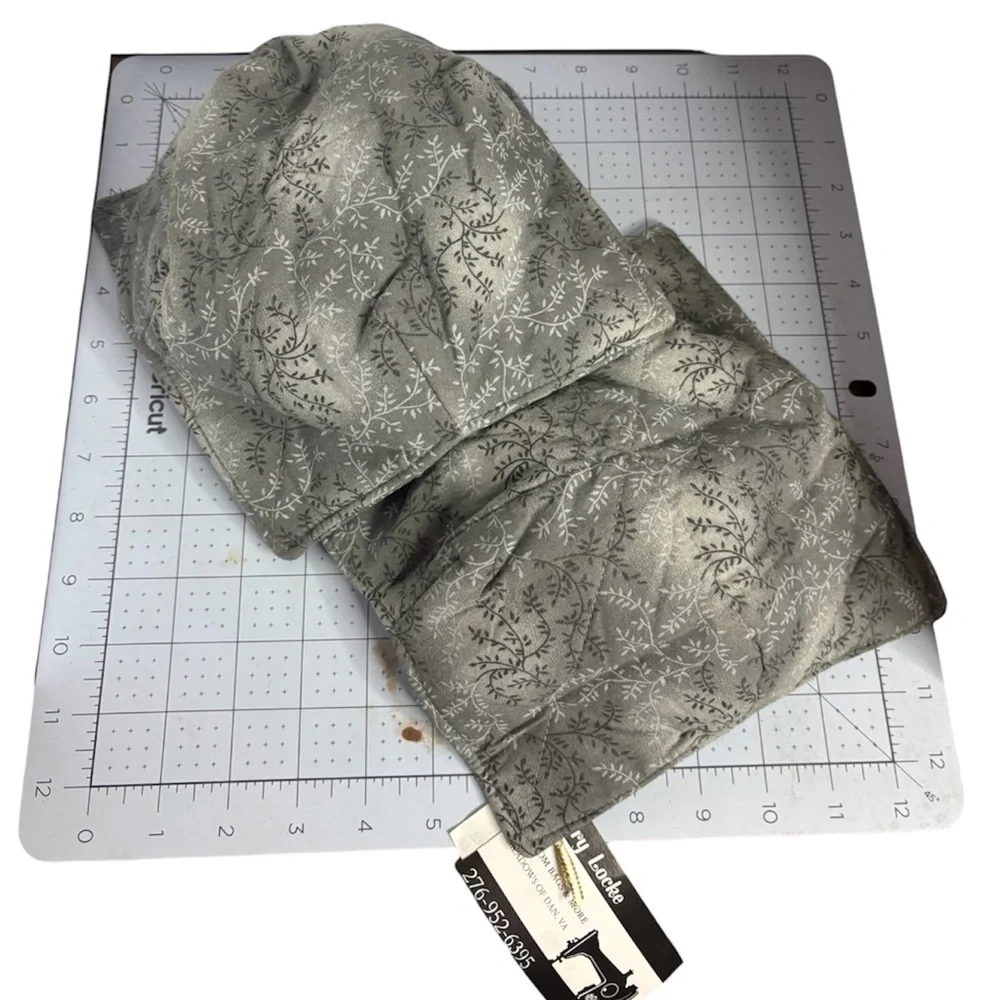 Microwave Bowl Warming Pads, Handmade Pair, [Grey Foliage Print 100% Cotton] NEW